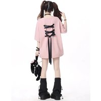 Jirai Kei Skirt Props Bow T Shirt Black Pink White Korean Japanese Cute Mine Style Kawaii Y2k Oversize Plus Size Girl Cosplay Xi