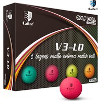 Colored Matte Pro Golf Balls - 12/3 Pcs, High Perf, 3-Layer Struct, 332 Dimple Surf, Soft & Durable Touch, Long Flight Dist.