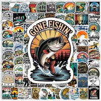 Cool Fishing Outdoor Theme Stickers Waterproof Vinyl Decal Decorative DIY Decor Toys For Diary Junk Journals Scrapbook Laptop
