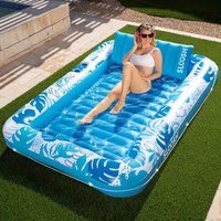JOYFY 85" x 57" Extra große aufblasbare Pool-Liege für Erwachsene, 4-in-1 Sonnenliege, Schwimminsel, Schwimmbett