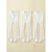 3 Pairs of Baby White Tights Pants,Soft Cute Breathable Girls Leggings,Fashion Stretch Dance Pantyhoses for 0-14 Years Childrens