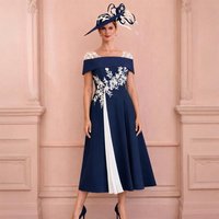 Customized Modern Mother of the Bride Dress Midi Applique Tea Length Wedding Guest Gowns for Women 2026 A Line Formal Party Gown