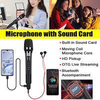 Handheld Microphone with Sound Card Effects All-in-One Noise-Canceling Mic Reverb Connecting Cell Phone for Equipment Live