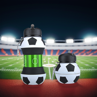 Kids Fold Outdoor Sports Water Cups Basketball/Football Bottle,Student Leakproof Portable Kids Water Bottle,Can Hang Backpack