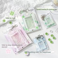 Acrylic Card Holder Korean Version Star Chasing Small Card Clear Lace Clover Card Holder Key Pendant