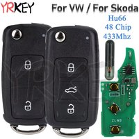 Fob Flip Remote Key for VW Passat for Skoda Sedan Polo Beetle Golf 4 5 6 Eos Jetta Tiguan Rapid 433MHz ID48 Hu66 Car Keys