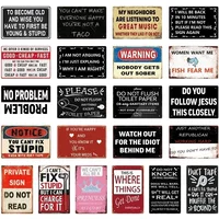 Vintage Assorted Funny Sarcastic Quote Tin Signs Set, Retro Humorous Warning Metal Wall Art, Rustic Decor Plaques for Home, Bar,