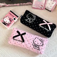 Genuine Sanrio Hello Kitty Fabric Pencil Case Cartoon Multi-Purpose Cosmetic Bags Student Stationery Storage Pouch Girls Gifts