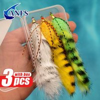 ANFS 3pcs/box Hand Made Big Zonker Streamer Fly-Perch Fly Fishing Bait, Amazing Gift for Angler