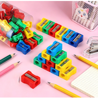 Mini Color Pencil Sharpener Curved Anti-slip Design Plastic Square Pencil Sharpener School Reward Stationery