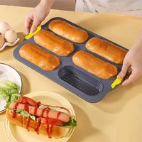 A Set of Silicone 6-Piece Baguette Bread Mold Baking Tools, Non-Stick Cake Baking Tray, Food-Grade Silicone Hot Dog Mold