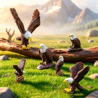 Mini Bald Eagle Figurines Set, Realistic American Patriotic Bird Statues, Resin Wildlife Sculptures for Home Office Decor, Fairy