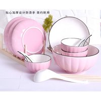 Bowl and Plate Set Ceramic Household Bowl, Plate Face Bowl, Soup Bowl, Cutlery Spoon, Soup Bowl