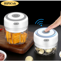 HiPiCok Fleischwolf Elektrischer Knoblauchbrecher Lebensmittelzerkleinerer Mini Knoblauchpresse Gemüsezerkleinerer Stampfer Maschine USB Küchenhelfer