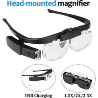Head-mounted Rechargeable Magnifier 1.5X 2.0X 2.5X LED Illuminated Magnifying Glass for Reading Jewelers Repair