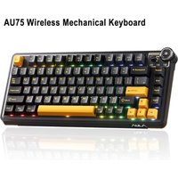 Aula AU75 Wireless Mechanical Keyboard 75% Hot-Swappable RGB Multi-Device Knob Control PBT Keycaps Customizable Backlit