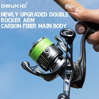 DEUKIO Double Handle Lure Spinning Reel 7+1BB 5.2:1 Max Drag 6kg CNC Metal Spool Handle Saltwater Freshwater Fishing Reel