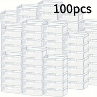 100 transparent window storage boxes with opening and closing lids - organizer of transparent plastic jewelry, jewelry