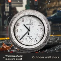 100% Waterproof Wall Clock Outdoor Clock Bathroom Kitchen Patio Shop Living Room Decorative Wall Clock Stylish Silent Wall Clock