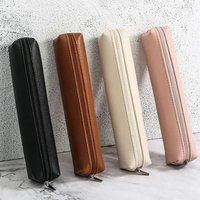 Large Capacity Pen Bag PU Leather Pen Case Korean Stationery Holder Storage Box Zipper Pencil Pouch Student School Supplies