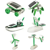 Educational DIY Solar Power Kit: Six-in-One Renewable Energy Toy to Build Plane, Boat, Car, Train, and Puppy Models for Kids