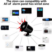 Security DC 12V Outdoor Alarm Siren Wire Loud Alarm Horn 110Db Exterior Sirena Alarma Speaker For Alarm System 15W