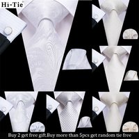Hi-Tie White Solid Paisley Gift Men Tie Gravata Wedding Tie For Men Hanky Cufflink Set Fashion Design Business Dropshipping
