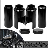 Motorcycle Aluminum Black Full Front Fork Covers Tube Caps Protector For Harley Softail M8 Street Bob FXBB FXBBS 2018-2024