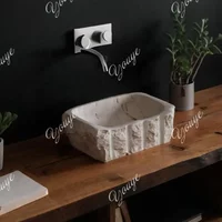 Handmade Raw Huangdong Marble Sink - Undermount Thin Edge Single Basin, Custom Kitchen/Vanity Sink, Super Narrow Rim, Not Artifi