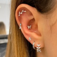 Cartilage Stainless Steel Stud Women's Earrings 2023 Septum Piercing Zircon Butterfly Ear Hoop Lobe Tragus helix Jewelry