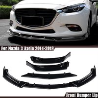 3Pcs Car Front Bumper Lip lower Spoiler Diffuser Splitters Body Kit Guard For Mazda 3 Axela 2014 2015 2016 2017 2018 Car Styling