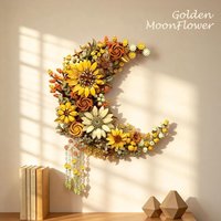 Golden Moon Flower Building Blocks Set, DIY Model Multicolor Bricks, Creative Home Decor Gift for Birthday Christmas Valentine