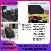 Heavy Duty Black Oxford Double Patio Chair Cover, Buckles + Drawstrings, Windproof Outdoor Furniture Cover