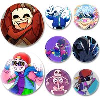 44/58mm Sans Undertale Game Figure Badge Cute Skeleton Cartoon Brooches Handmade Exquisite Enamel Pins for Backpack Jewelry Gift