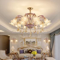 Modern Light Luxury European Style Chandelier with K9 Crystal Pendants for Living Room Restaurant Bedroom Villa Hall