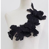 1 Pc Black White Multi-Layered 3D Flower Embroidery Patches Fabric For Dress Wedding Accessories Sewing Handmade Applique Repair