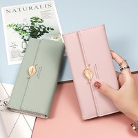 Sommer Neuheit: Trendige Damen-Langbörse im Japan- und Südkorea-Stil mit Frischem Design, Metallblatt-Verschluss und Dreifach-Faltmechanismus
