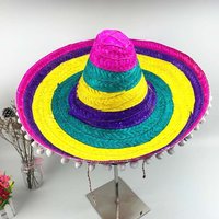 Wide Brim Mexican Party Hat Panama Bucket Natural Straw Mexican Straw Hats Sun Hat Stage Preformance Carnival Sombrero