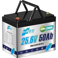 24V 50Ah LiFePO4 Battery,50A BMS,1280W Load Power Deep Cycle 24V Lithium Battery For Trolling Motor,Boat,RV, Solar,Camping