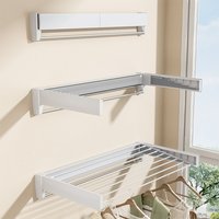 Invisible towel rack in bathroom, indoor balcony, bay window, folding wall mounted telescopic clothes drying rack