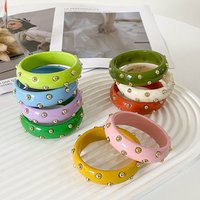 New Trendy Acrylic Gold Beads Bracelets Bangles for Women Geometric Resin Bracelets Jewelry