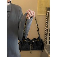 Women's Crossbody Tote Bag Underarm Chain Strap Lightweight Luxury Small Size Commuter Soft Polyester Magnetic Buckle