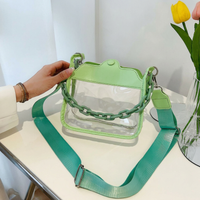 Transparent Jelly Shoulder Bag Adjustable Women'S Clear Crossbody Handbag Large Capacity Jelly Bag Chunky Chain For Shopping