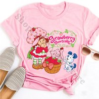 Women Anime Cotton T-shirt Strawberry Shortcake Adult Short Sleeve Tops Summer Casual Clothing Girl Cartoon Cute Tee Gifts 2026