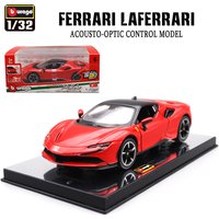 Bburago-Modèle de voiture à dos côtelé en alliage, Ferrari SF90, Laferrari, véhicule de luxe, collection de cadeaux moulés sous pression, son et lumière, 1:32