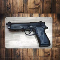 Vintage Beretta 92X Handgun Metal Tin Sign, Retro Pistol Firearm Wall Art Decor, Rustic Gun Lover Gift for Man Cave, Garage,