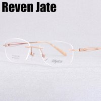 Reven Jate 9174 Pure Titanium Rimless Woman Glasses Frame Optical Prescription Eyeglasses Men Eyewear Fashion Custom Shape