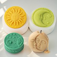 Sun Moon Face Candle Silicone Mold DIY Moon Scented Candle Soap Making Mold Handmade Soap Gypsum Resin Craft Molds Home Decor