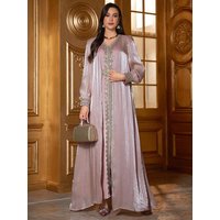 TOLEEN 2024 New Women's Luxury Elegant Party Evening Floral Applique Long Sleeve Glamorous Kaftan Jalabiya Arabian ModestDress