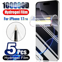 NNBILI 5Pcs Hydrogel Film Full Cover Screen Protector For iPhone 11 12 13 14 15 16 17 Pro Max Mini 17Air 16e 14 15 Plus Not Glas